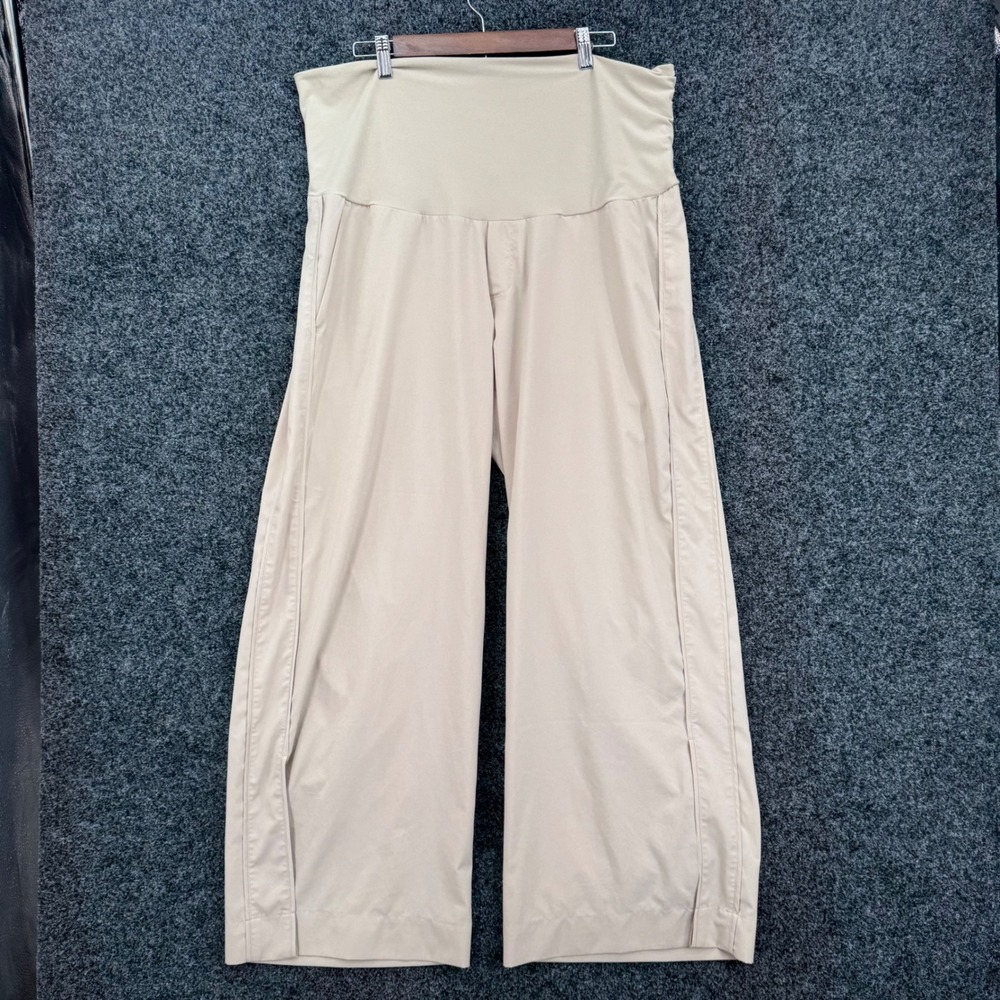 Old Navy StretchTech Wide Leg Pants XL Tan Khaki High Rise Quick Dry Activewear